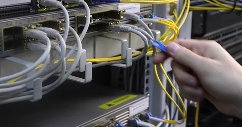 Network Engineer Working In Server Room, Stock Footage 117630983