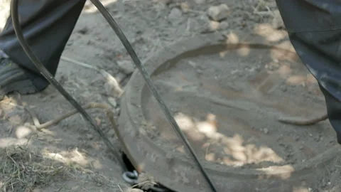 A network engineer works with optical fiber equipment Stock Footage 112197674