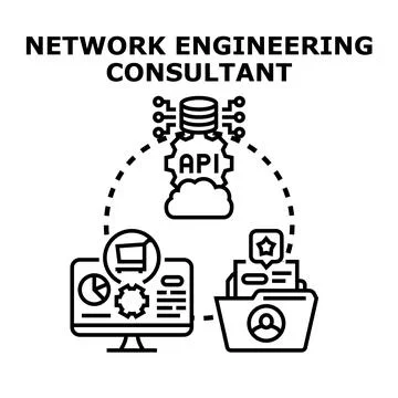 Network engineering consultant advising on cloud solutions Stock Illustration