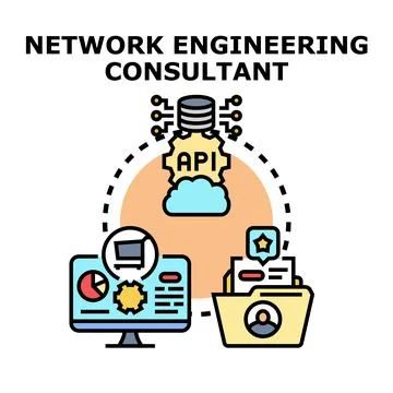 Network engineering consultant advising on cloud solutions Stock Illustration