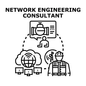 Network engineering consultant advising on infrastructure and cloud design Stock Illustration