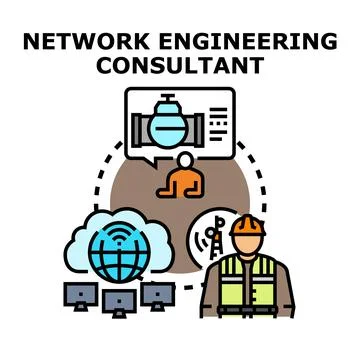 Network engineering consultant advising on infrastructure and cloud design 스톡 일러스트