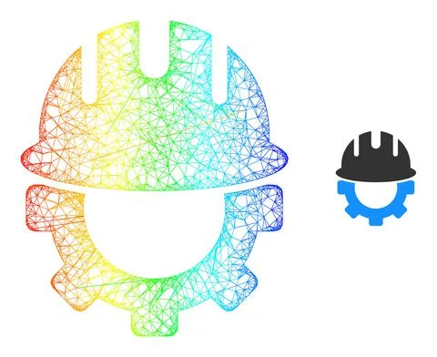 Network Engineering Web Mesh Icon with Spectral Gradient Stock Illustration