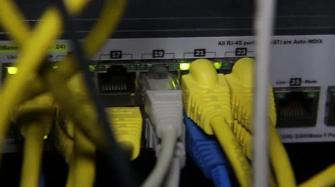 The Network Equipment with a Lot of Wires Stock Footage 66254689