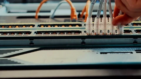 Network Equipment In Server Room.Cryptocurrency Mining In Data Center. Stock Footage 152991133