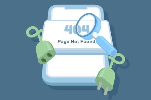 Network error 404 concept. Illustration of a mobile phone with a 404 display. 스톡 일러스트