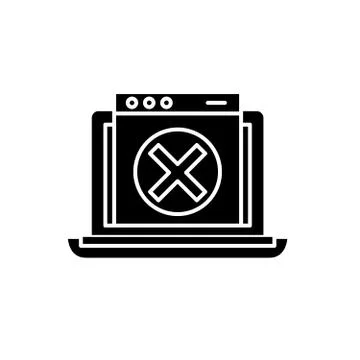 Network error black icon, vector sign on isolated background. Network error Illustrazione stock