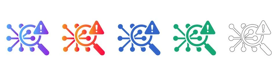 Network Error Detection and Audit Icons Stock Illustration