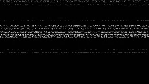 Network error on the TV, white line noise appears on a black screen Stock Footage 136046789