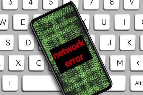 Network error word and Hacker icon in mobile phone with digital code numbers. Stock Illustration