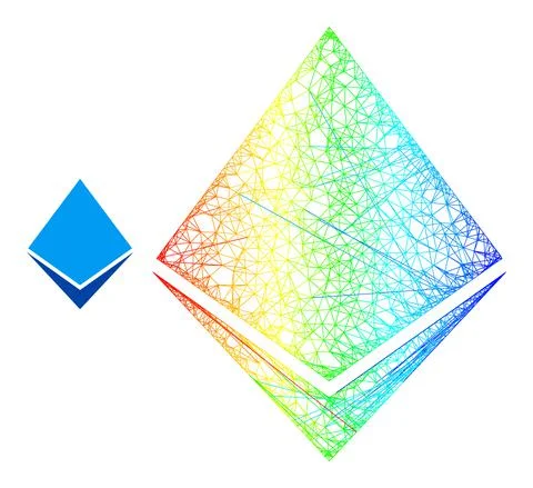 Network Ethereum Crystal Web Mesh Icon with Spectral Gradient Illustrazione stock