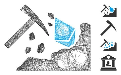 Network Ethereum Mining Hammer Vector Mesh Stock Illustration