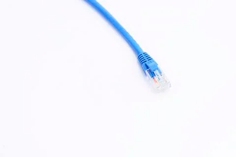 Network ethernet cable over white background Stock Photos