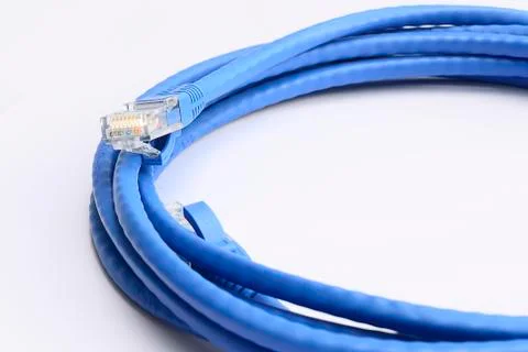 Network ethernet cable over white background Stock Photos