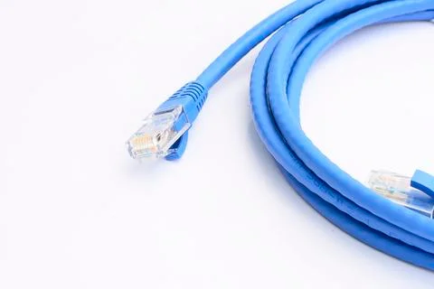 Network ethernet cable over white background Stock Photos