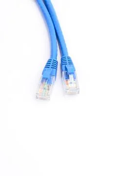 Network ethernet cable over white background Stock Photos