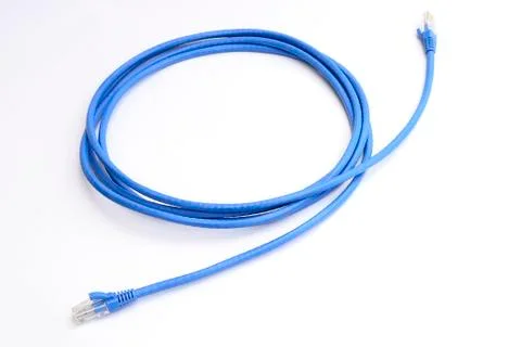 Network Ethernet Cable Over White Background Stock Photos