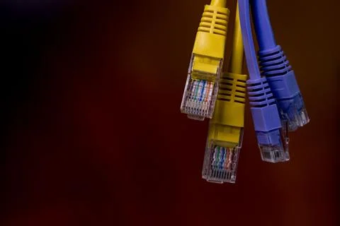 Network ethernet cables close-up Stock Photos