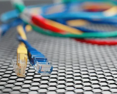 Network Ethernet Cables. Network switch. Stock Photos