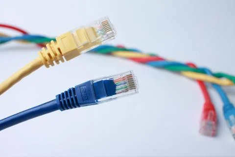 Network Ethernet Cables. Network switch. Stock Photos