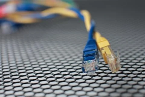 Network Ethernet Cables. Network switch. Stock Photos