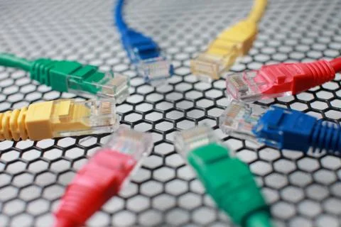 Network Ethernet Cables. Network switch. Stock Photos