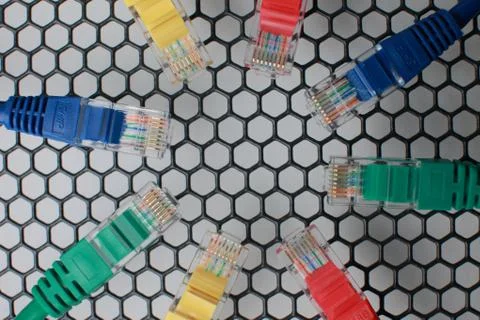 Network Ethernet Cables. Network switch. Stock Photos