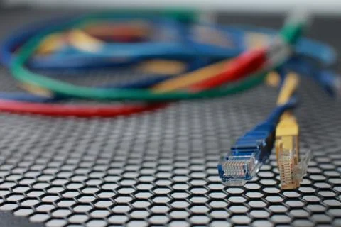 Network Ethernet Cables. Network switch. Stock Photos