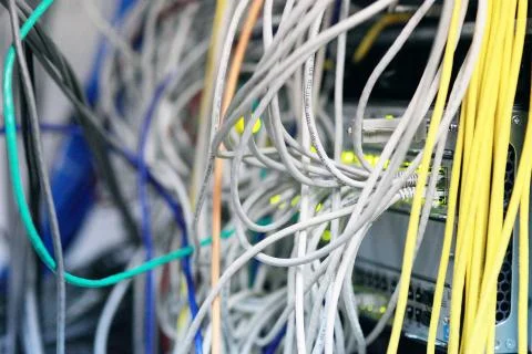 Network Ethernet Cables. Network switch. Stock Photos