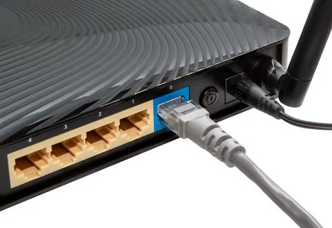 Network  Ethernet wireless Router with antenna. Wi-Fi router. Фото