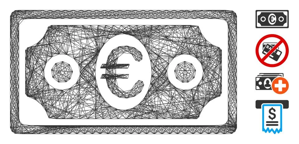 Network Euro Banknote Vector Mesh Stockillustratie