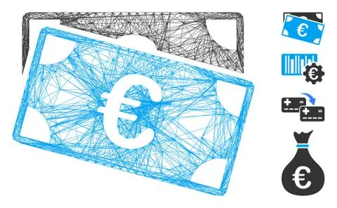 Network Euro Banknotes Vector Mesh 스톡 일러스트