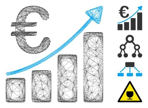 Network Euro Bar Chart Vector Mesh Illustrazione stock