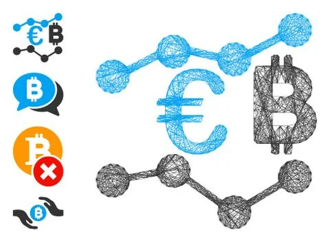 Network Euro Bitcoin Charts Vector Mesh Illustrazione stock