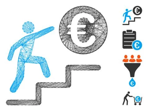 Network Euro Business Steps Vector Mesh Stockillustratie