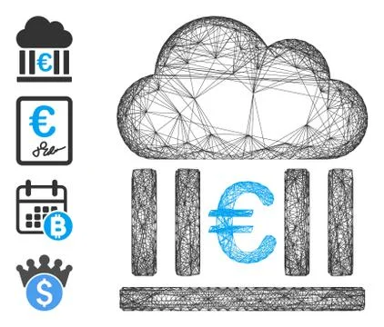 Network Euro Cloud Banking Vector Mesh イラスト素材