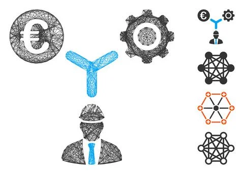 Network Euro Development Relations Vector Mesh Illustrazione stock