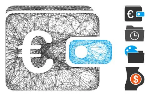 Network Euro Purse Vector Mesh Illustration