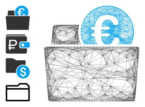 Network Euro Wallet Vector Mesh Illustration