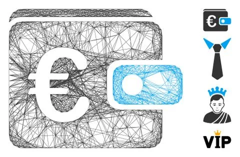 Network Euro Wallet Vector Mesh Illustration