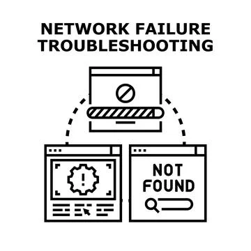 Network failure troubleshooting and connection problems preventing access Illustrazione stock