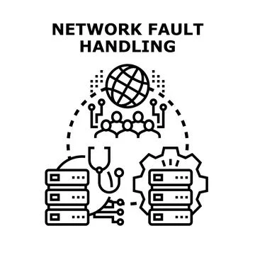 Network fault handling information technology operations concept Stock Illustration