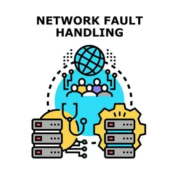 Network fault handling information technology operations concept Stock Illustration