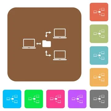 Network file system rounded square flat icons Stock Illustration