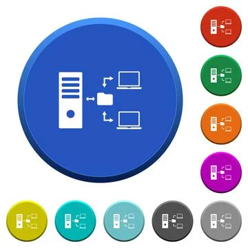Network file system with server beveled buttons Stock Illustration