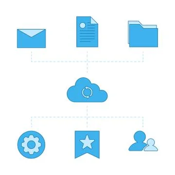 Network files, contacts, settings and favorites sync vector illustration. Cloud Ilustración de archivo