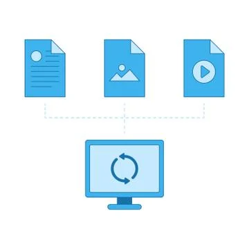 Network files sync vector illustration. Cloud computing concept design. Files Stock Illustration