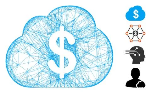 Network Financial Cloud Vector Mesh 스톡 일러스트
