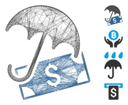 Network Financial Umbrella Vector Mesh Stockillustratie