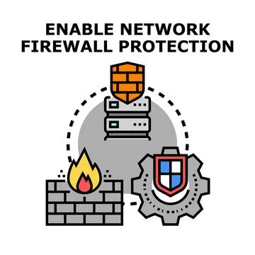 Network firewall protection enabling cyber security concepts Stock Illustration